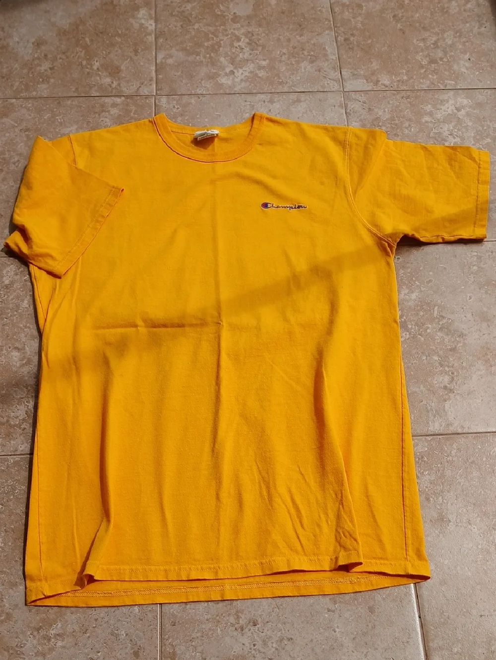 Champion Short Sleeve Crewneck T-Shirt in Yellow - Picture 1 of 4